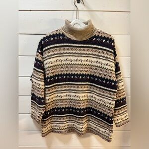 San Francisco Vintage Fair Isle Turtleneck Sweater – Beige – Size L/G